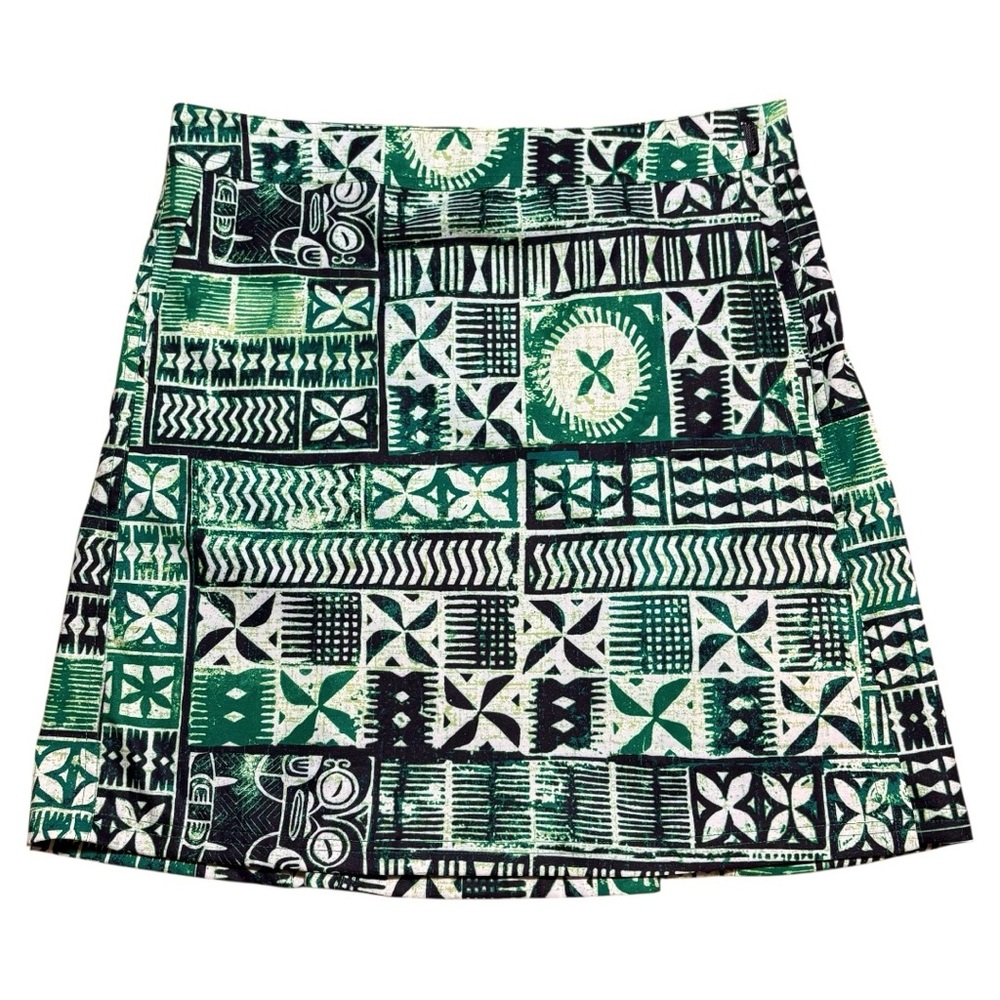 RipSkirt Hawaii Length 2 Cover Up Activewear Wrap Skirt in Emerald Tapa Sz M